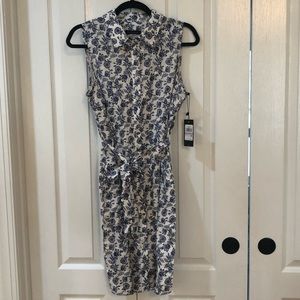 NWT Women’s Size 6 Tommy Hilfiger Button Down Blue and White Dress with Pockets